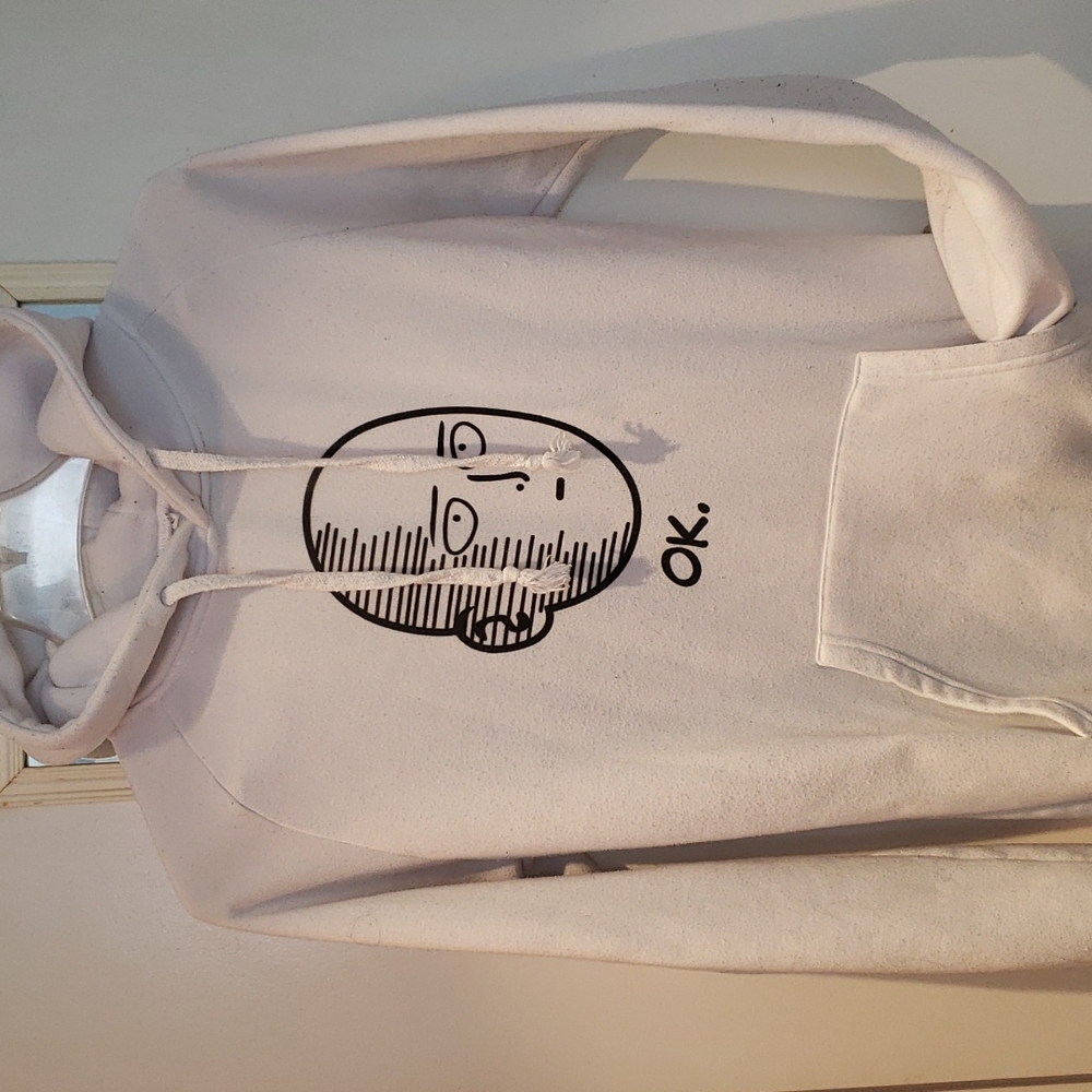 Men's warm hoodie size small with face on it and OK.